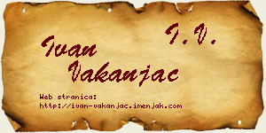 Ivan Vakanjac vizit kartica